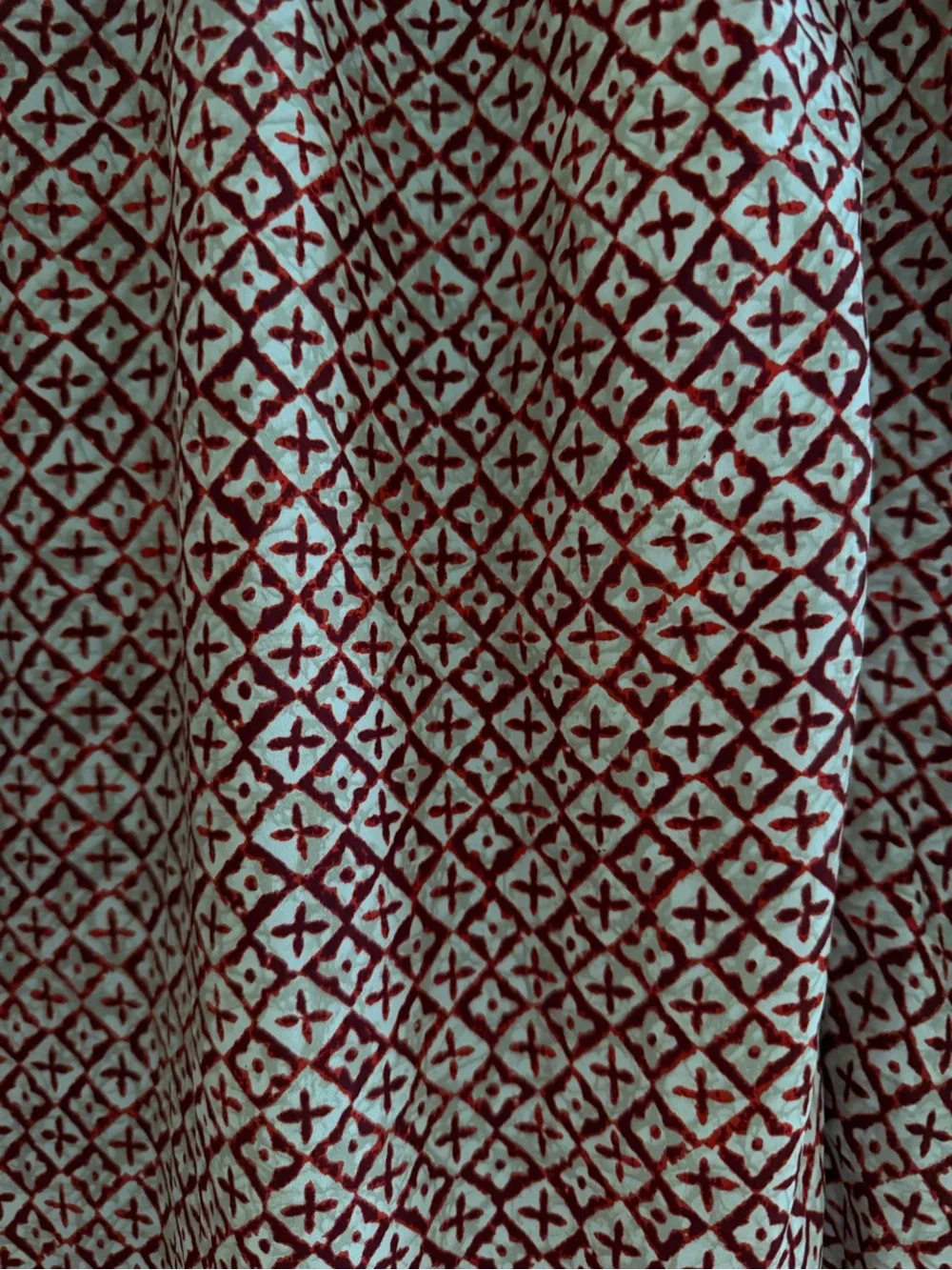 Michael Kors Red & Cream Geometric Print Maxi Skirt Medium Boho Elastic Waist